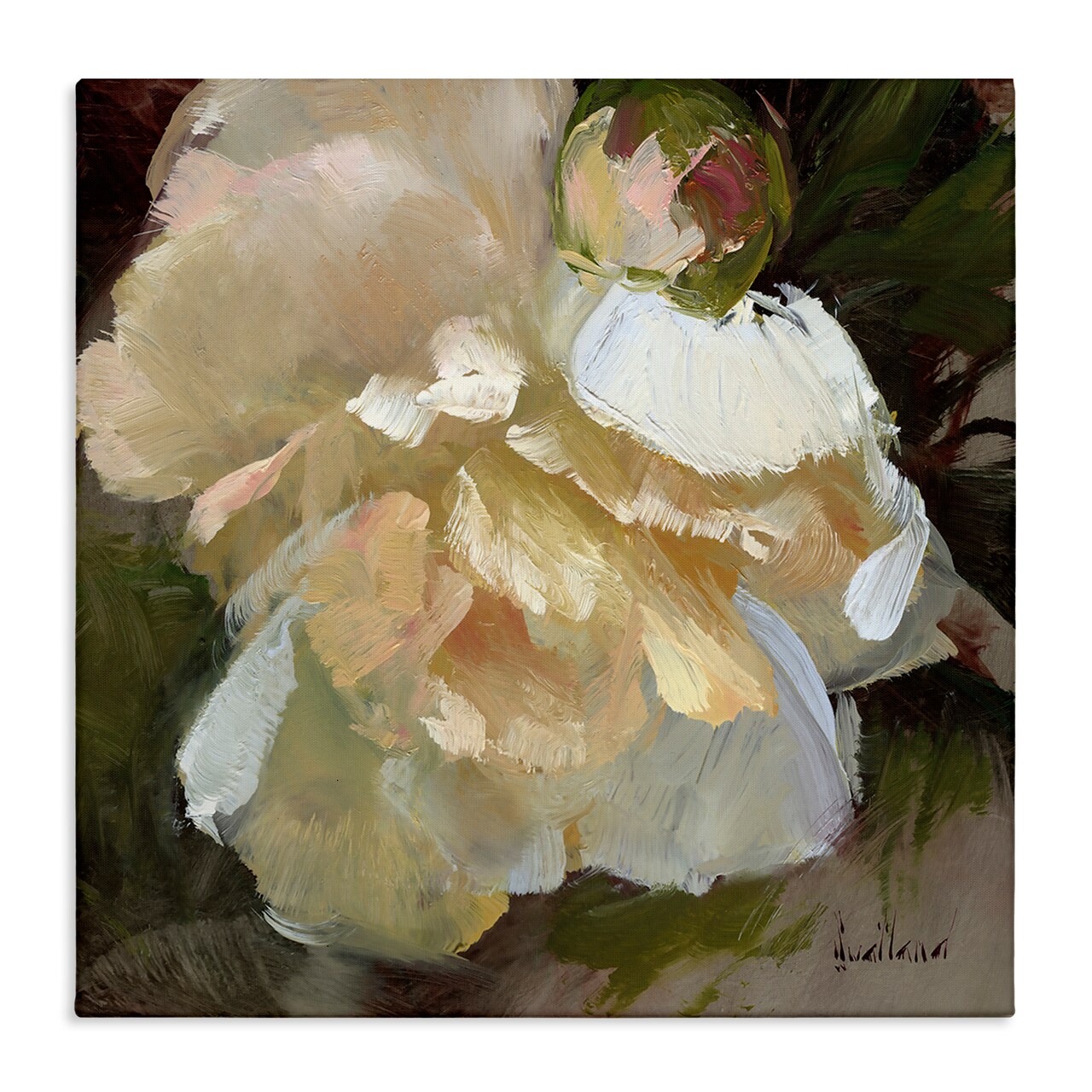 Stupell Industries Ruffled White Flower Canvas Wall Art Design by Katie Swatland